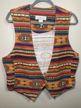Vintage Stampede Southwestern Stripe Vest in Multicolor